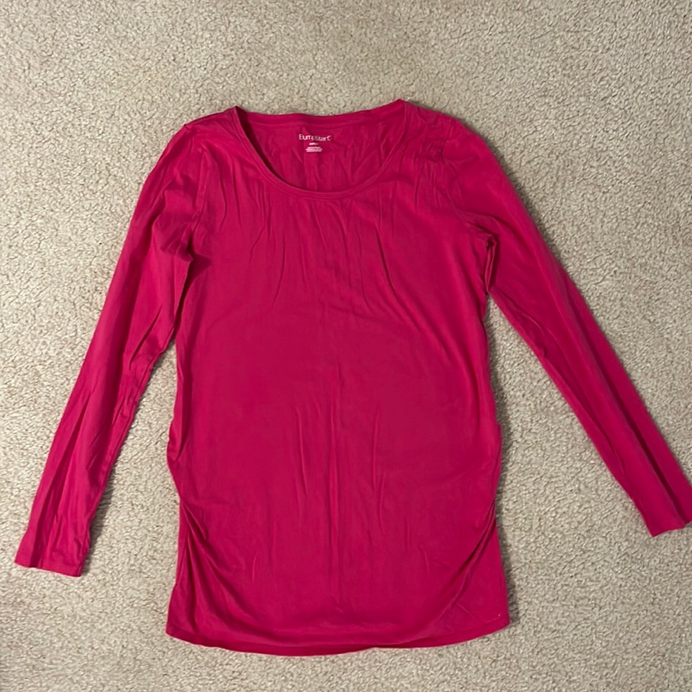 Plain pink maternity shirt-Medium